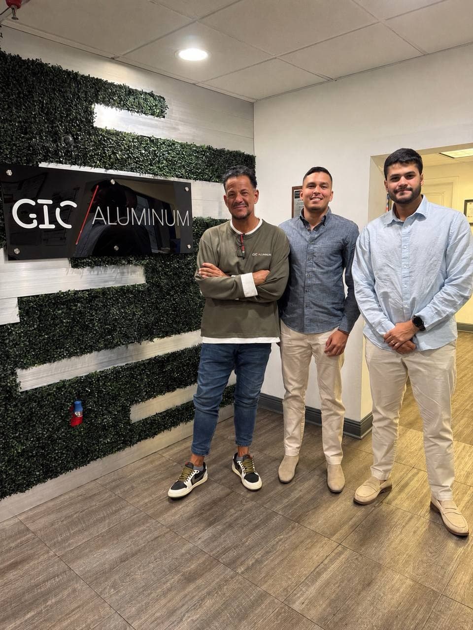 Increment AI Group with Carlos Leon, owner of GIC Aluminum, at the company's offices in Hialeah Gardens, Florida